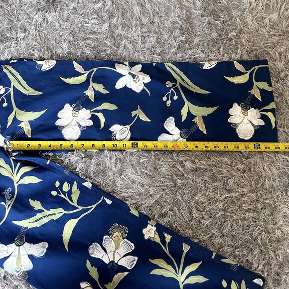 Coco Shop High-Waisted, Wide-Leg Pants in Navy Hibiscus 100% Cotton Size XS - Picture 9 of 13